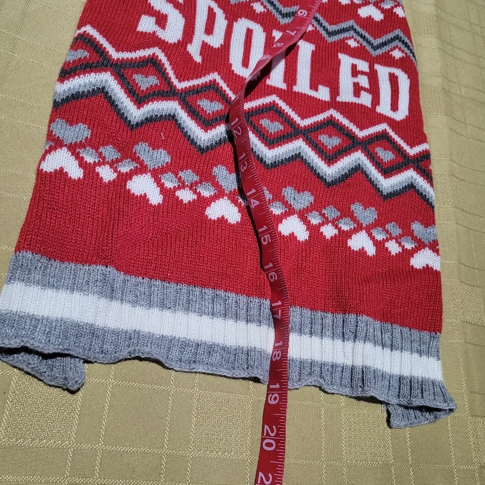 Spoiled Pooch Dog Sweater Animal Graphic Print Hearts Stripe Size Medium Cozy